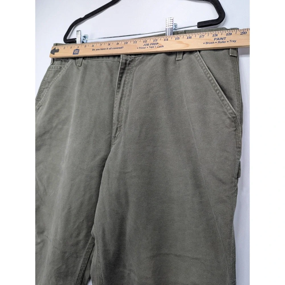 Carhartt Mens‎ Loose Fit Carpenter Pants Olive Gray Duck Canvas 38x30 Workwear